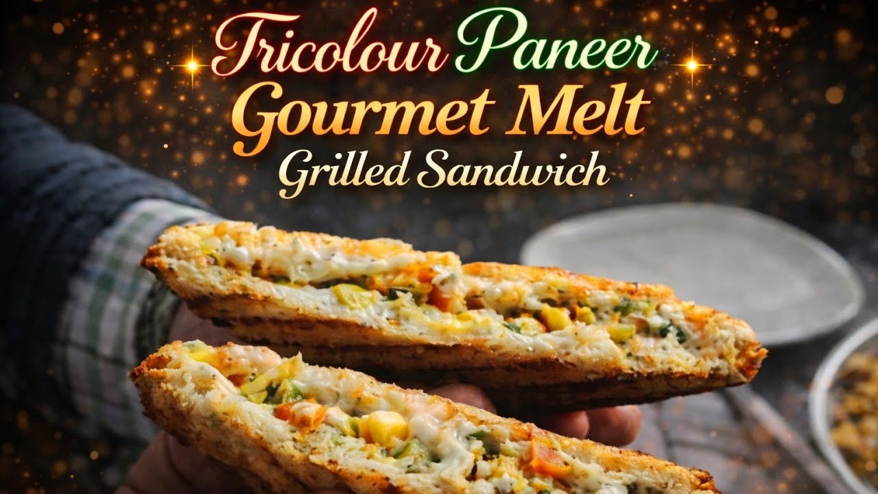 Tricolour Paneer Gourmet Melt Grilled Sandwich 🥪 #sandwich #cooking #recipe #homemade #delicious