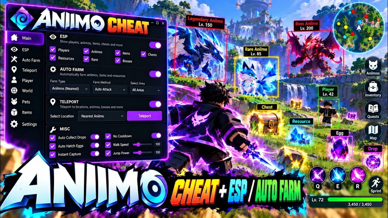 Aniimo Cheat 2026 | ESP, Auto Farm & Trainer Showcase