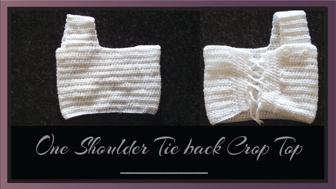 Crochet One Shoulder Tie back Crop Top