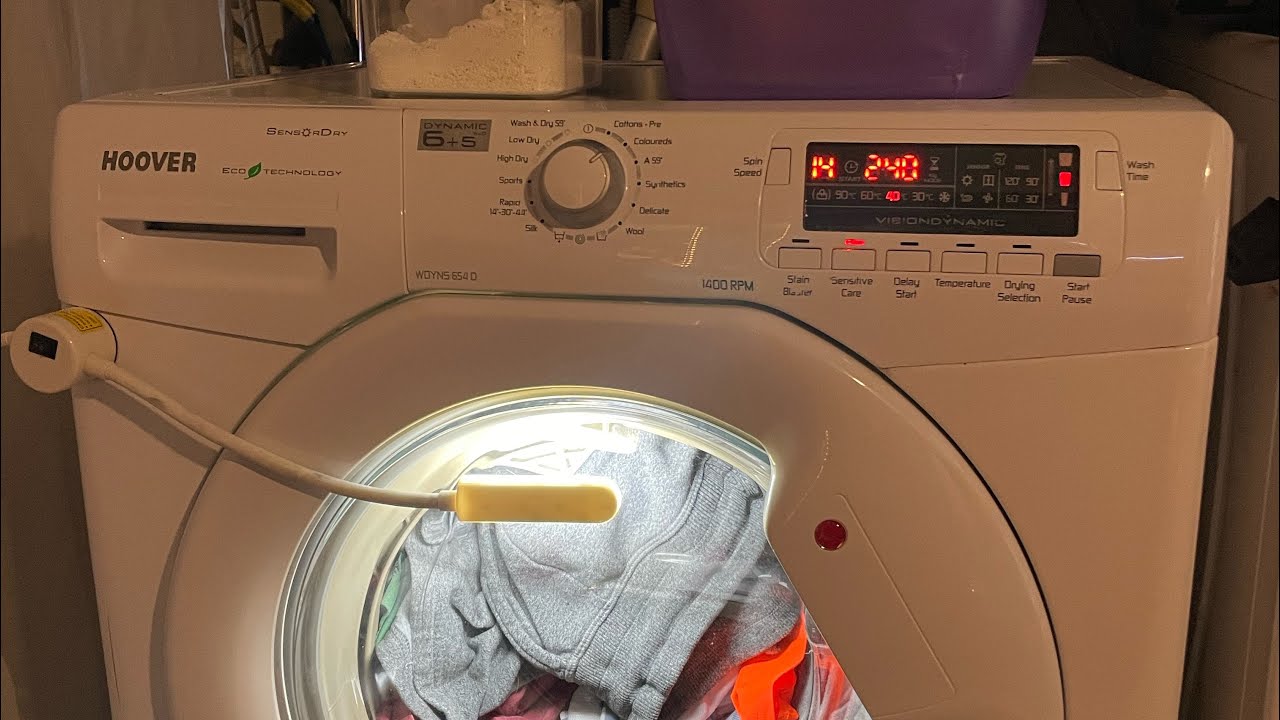 Hoover WDYN654D Washer/Dryer, Colours 40°c using Tesco Bio, Sensitive Care ​⁠@servisslimline