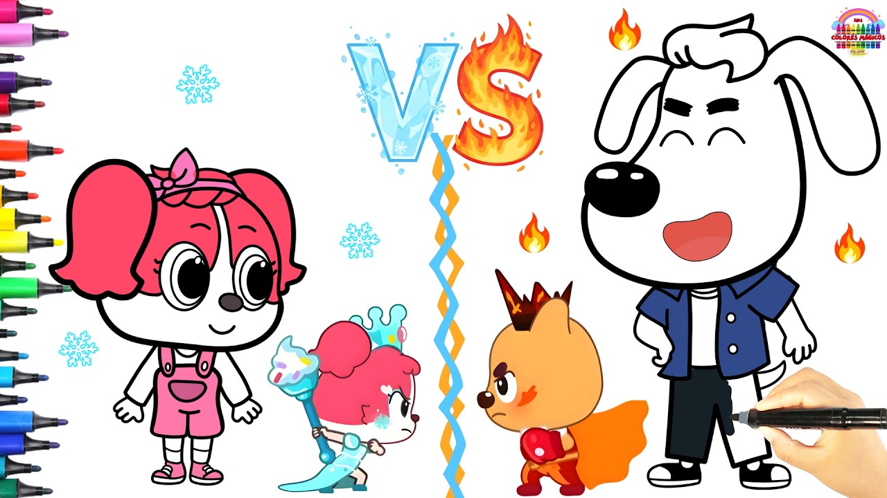🔥 Dibuja y Colorea ❄️ SHERIFF LABRADOR 🔍 |🌡️CALIENTE VS FRIO🥶| 🚨Animación 🐕‍🦺🍧🍦🍨