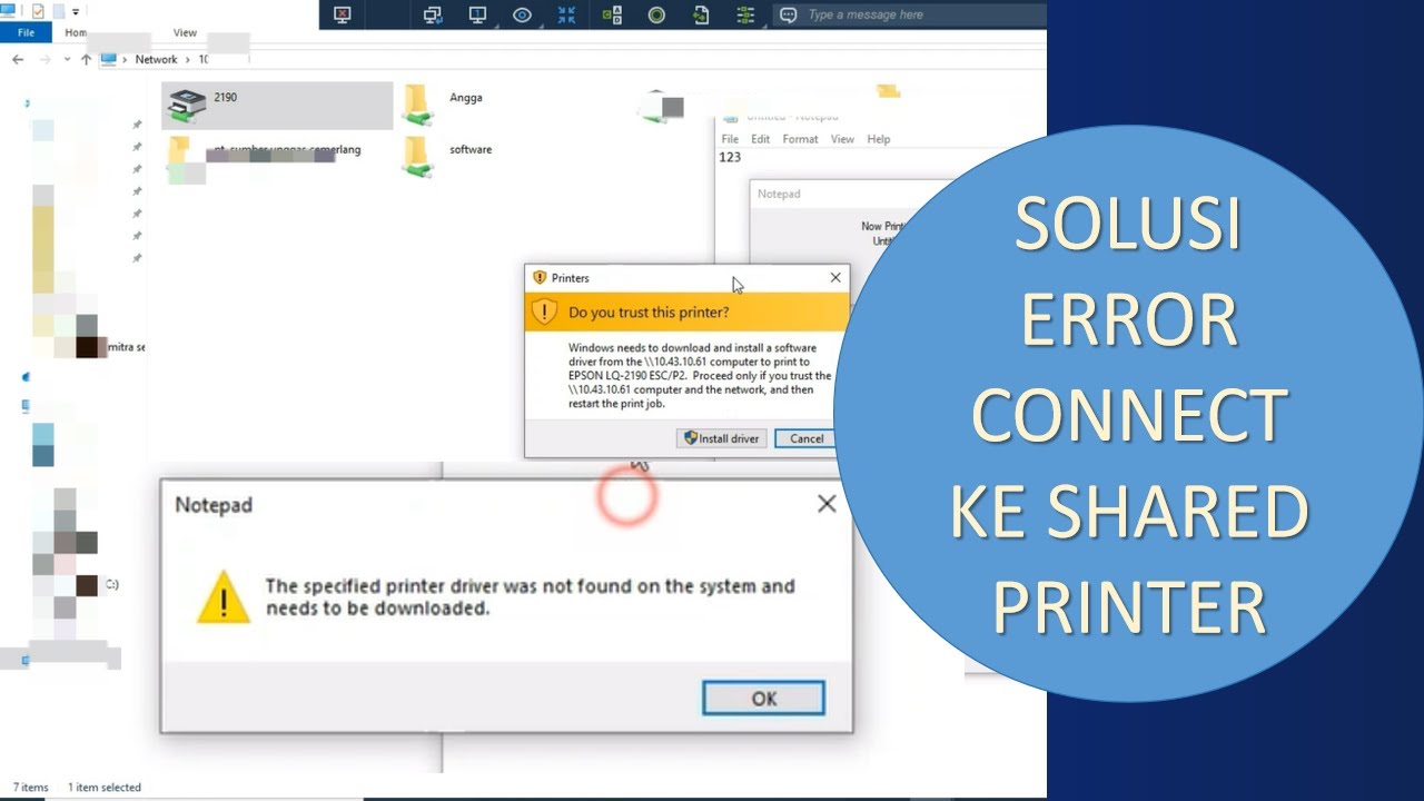 solusi error do you trust this printer