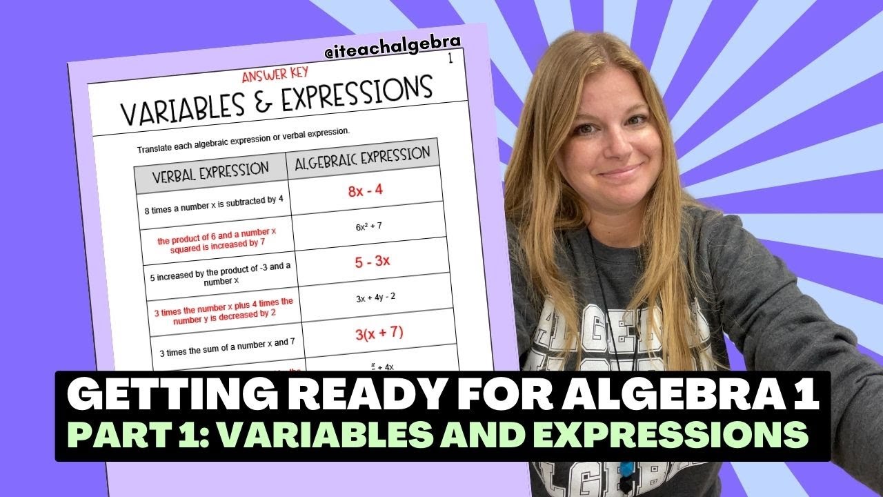Getting Ready for Algebra 1 -  Part 1: Variables and Expressions