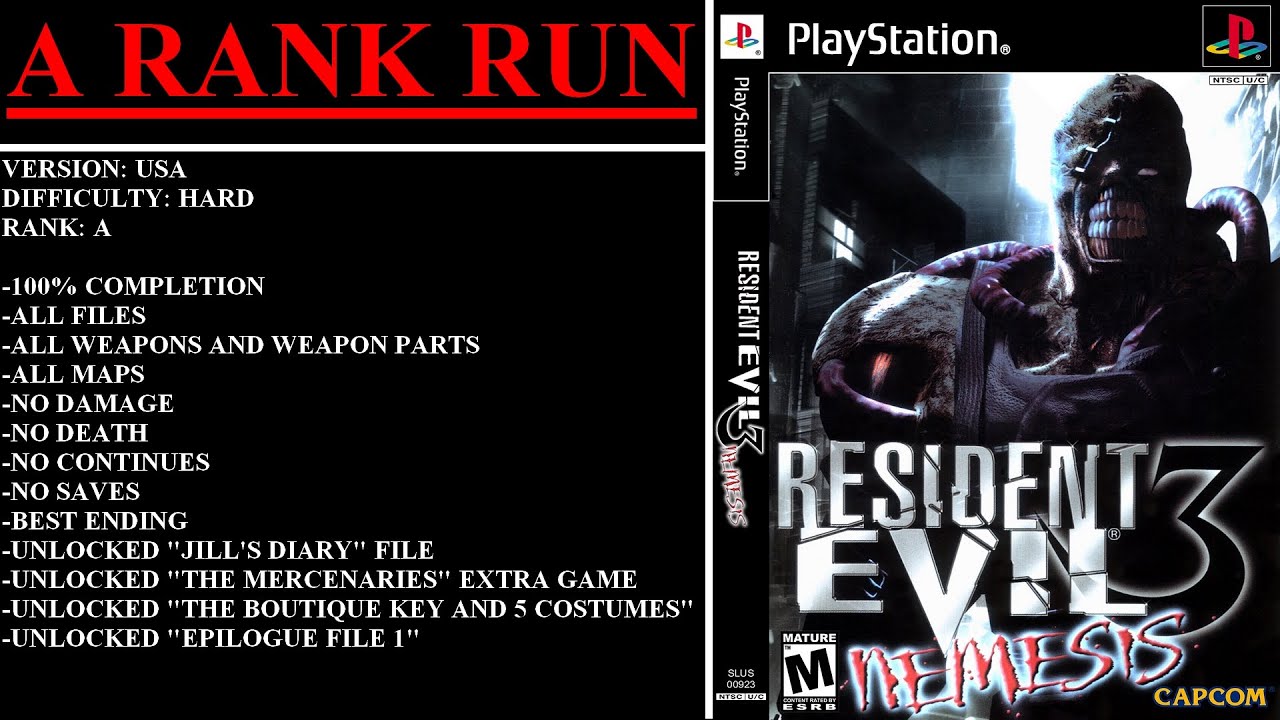Resident Evil 3: Nemesis [USA] (PlayStation) - (Longplay | A Rank Run | Hard Difficulty)