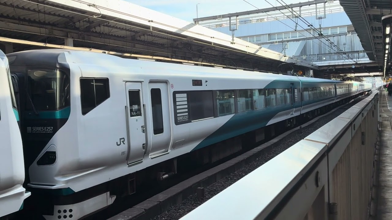 E257系NC32編成＋NA-11編成が回送電車として上野駅5番線を到着、出発！