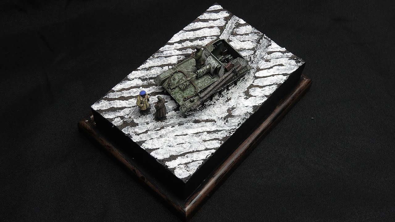 Миниатюрная диорама «Зимняя сцена Второй мировой войны» в масштабе 1:72.