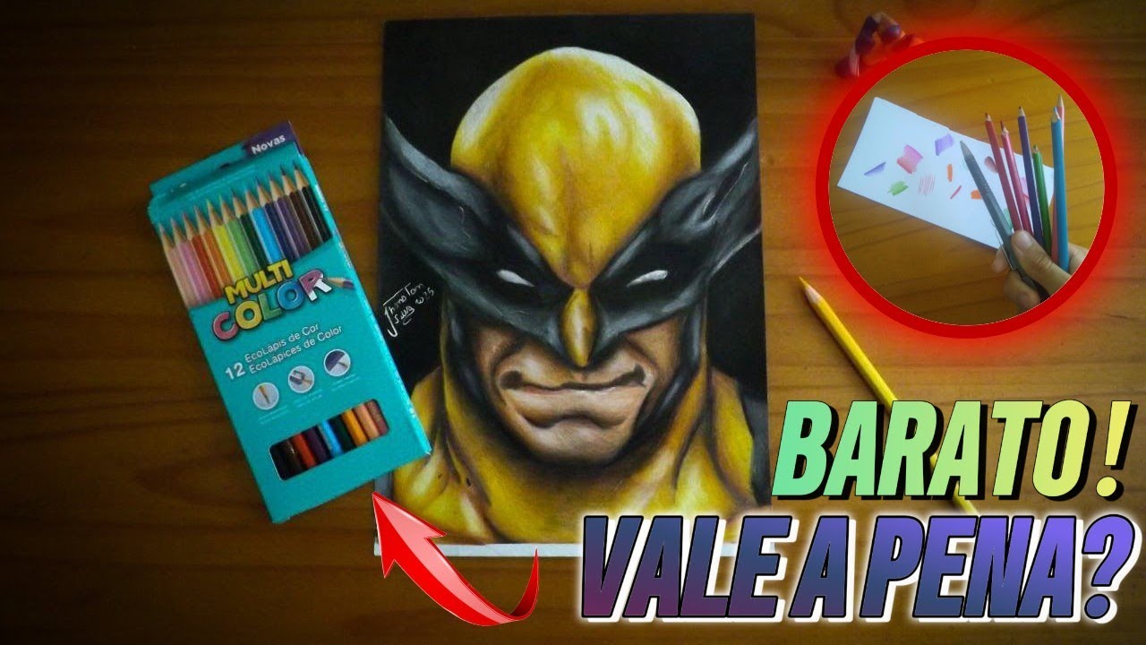 🔥LÁPIS ESCOLAR!! Multicolor 12 Cores Vale a Pena? Desenhando WOLVERINE