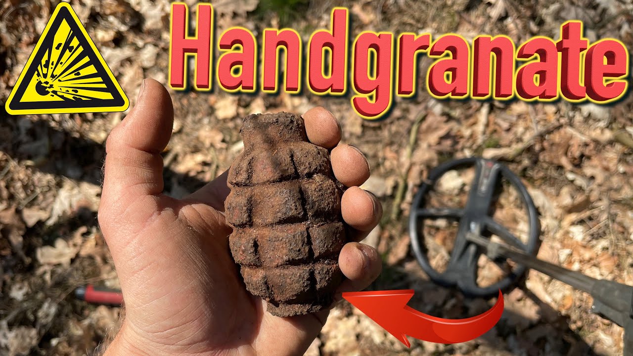 Handgranate mit Metalldetektor gefunden bei Schatzsuche im Wald (Naturensöhne - Bunker Sondeln WW2)