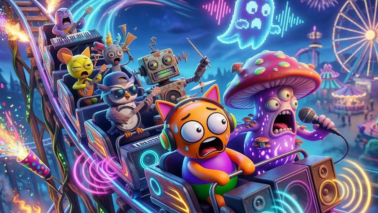 Sprunki 3D Music Showdown 🎢🎶 Oren & Simon Control Zones on the Coaster😆🚀 | Funny Sprunki Animation