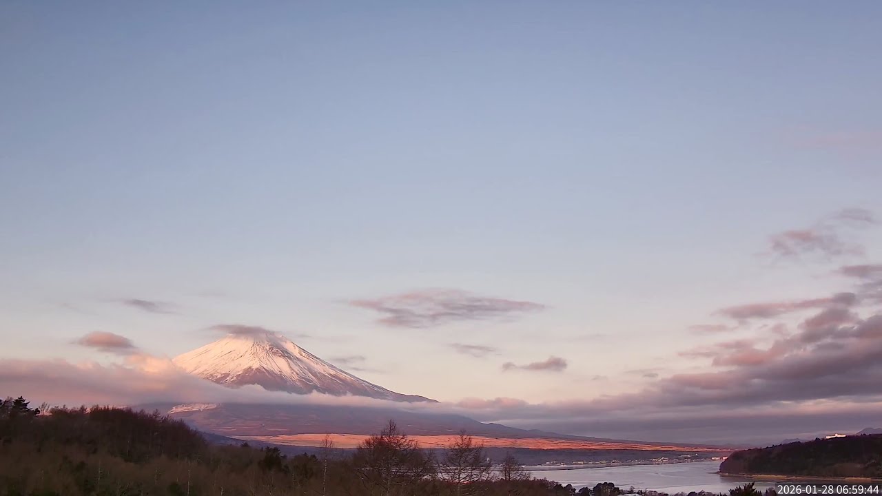 【毎日タイムラプス】2026年1月28日の富士山と山中湖の1日を100秒で再生 