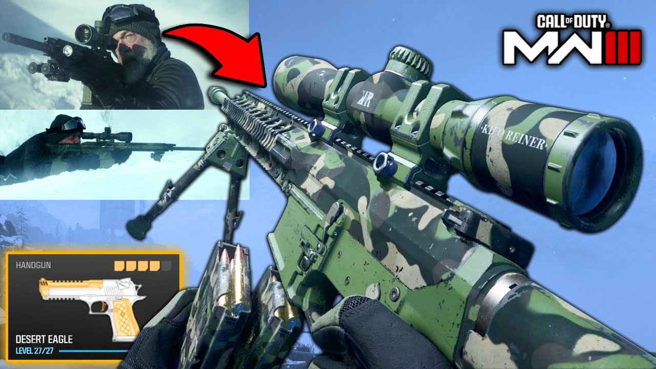Снайперская винтовка FD338 и пистолет Desert Eagle в геймплее Modern Warfare 3.