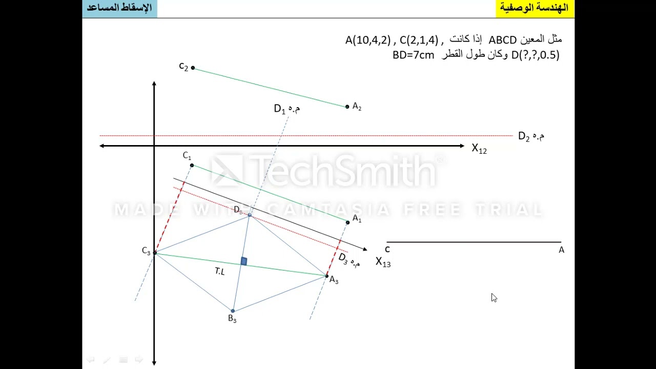 تمرين على الاسقاط المساعد