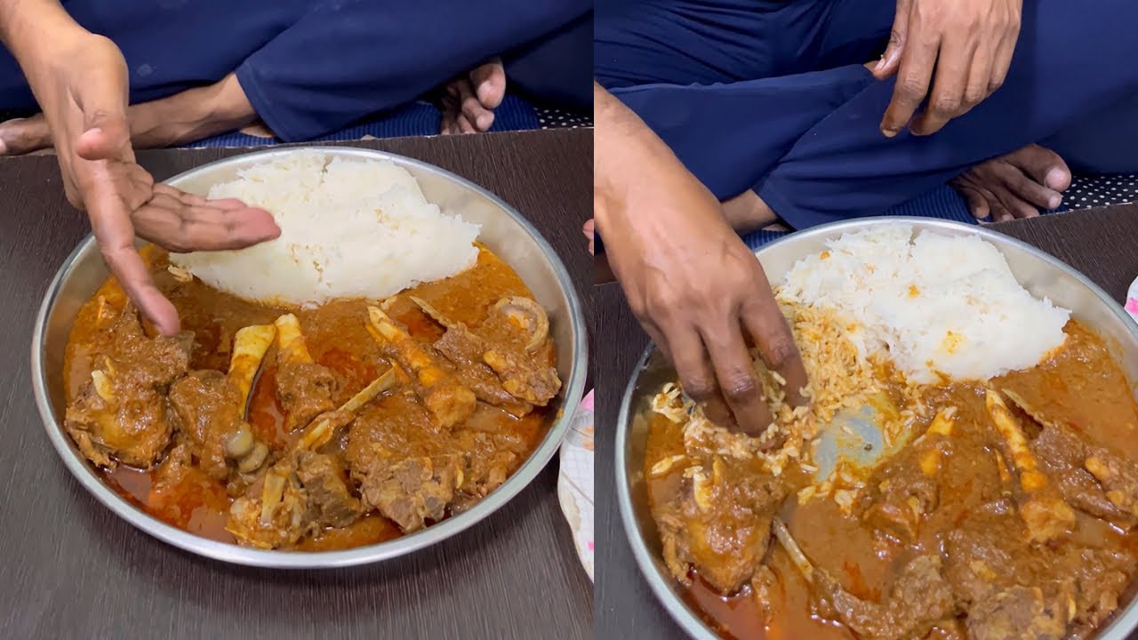 Spicy Mutton Curry | Roti | Rice | Onion & Green Chilli | 😀👌