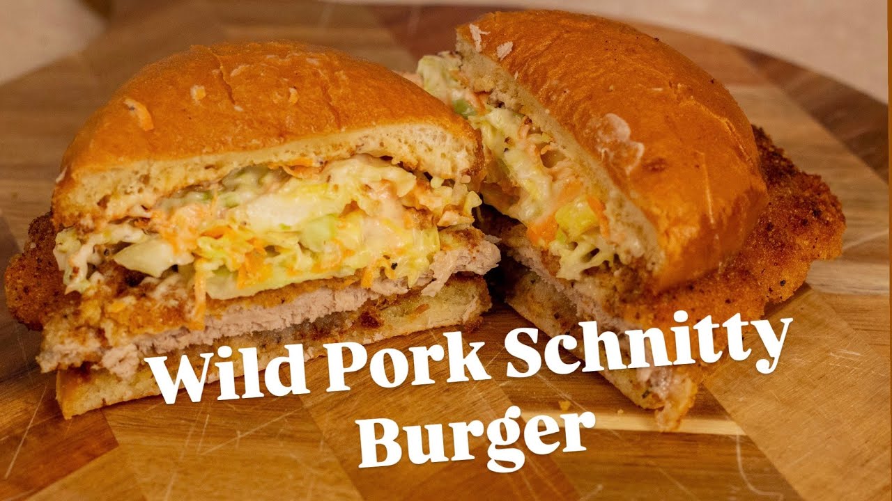 Schnitzel burger with Wild Pork and Creamy Coleslaw