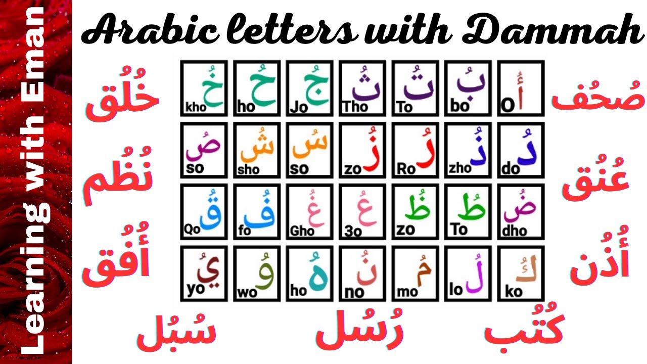Arabic diacritical marks _ Dammah above Arabic letters _ Arabic short vowel | Tashkeel