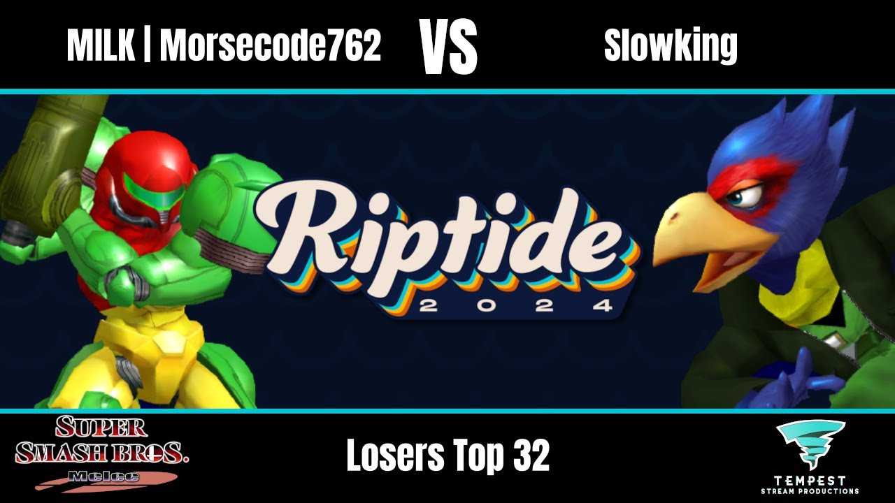 MILK | Morsecode762 (Samus) vs Slowking (Falco) - Melee Losers Top 32 - Riptide 2024