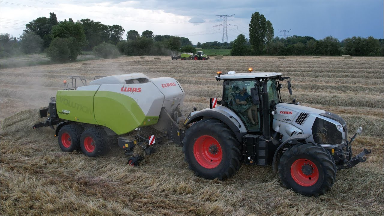 ☘️ Pressage de foin 100% Claas ! [ Claas Axion 830 Silver ~ Claas Quadrant ]