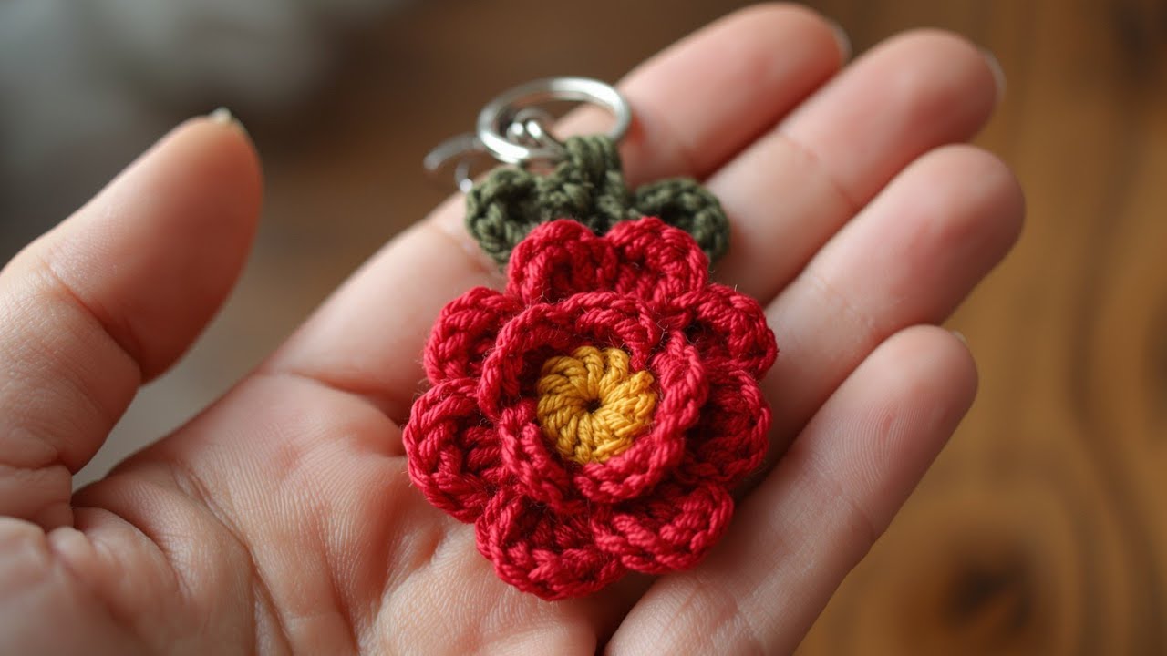 Cute Crochet Flower Keychain 🌸 | Easy & Quick Crochet Keychain Tutorial for Beginners