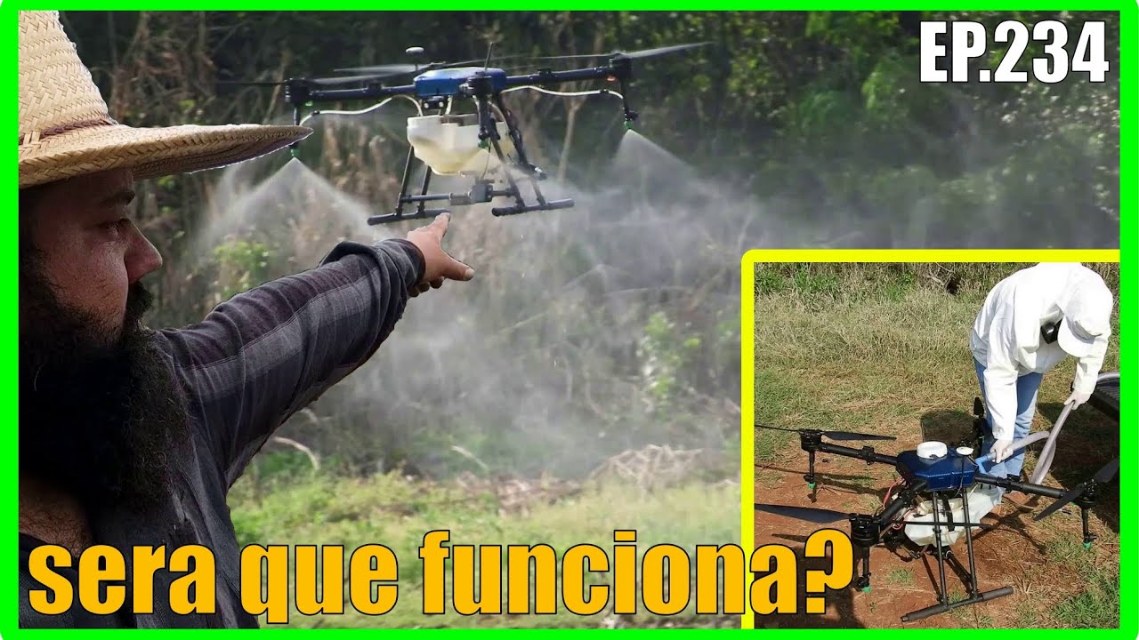 matando as ervas daninhas da lavoura com um drone agrícola