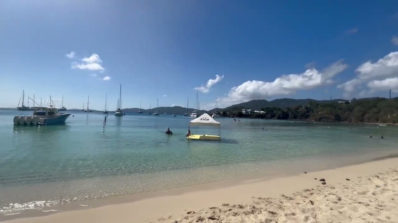 ST. THOMAS USVI ~ Honeymoon Beach & Dinghy's Beach Bar & Grill on Water Island