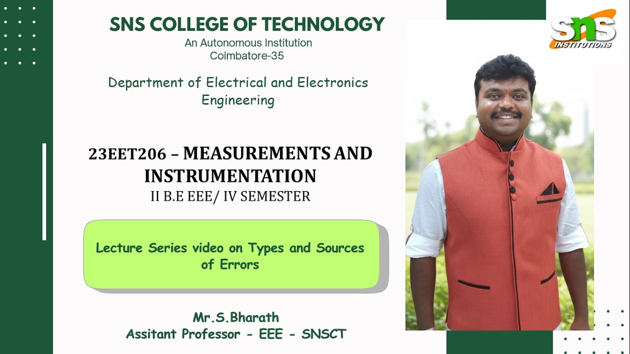 Lecture Series Video on Types and Sources of Errors in Measurement