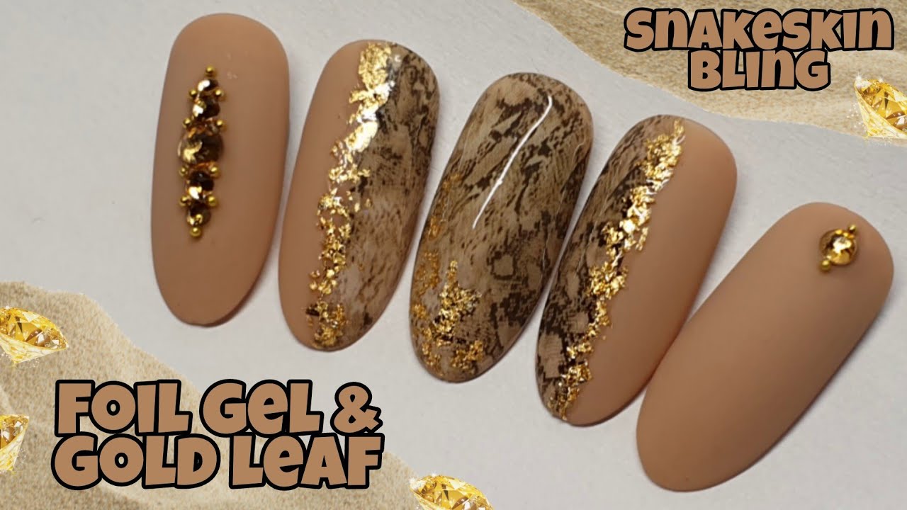 🐍 SNAKESKIN BLING | Foil Gel | Matte & Shiny Nail Art Design | Gel Polish Tutorial