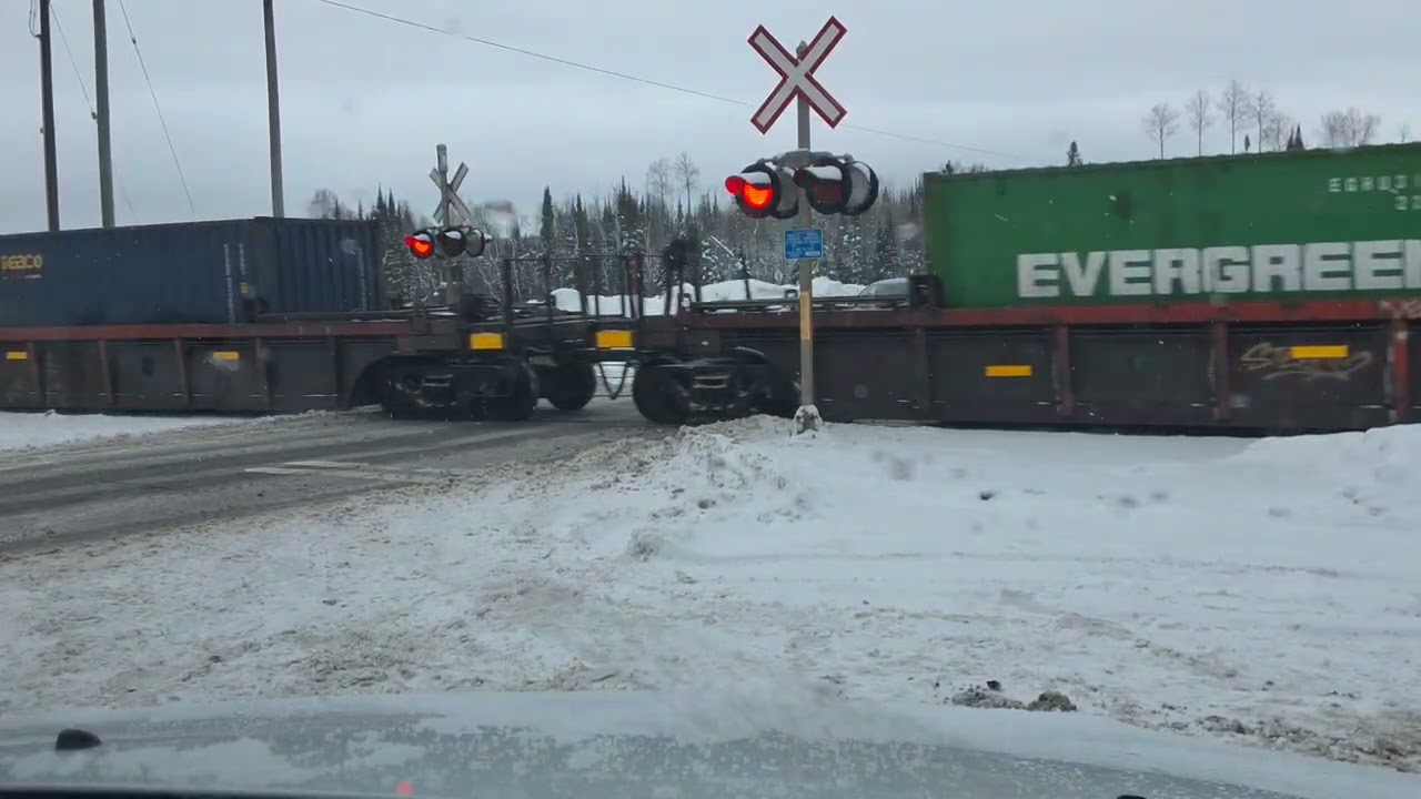 (1 CPKC ET44AC) CP 7496, KCS 4592 and KCS 4054 At The Timmins Crossing! (1 Angle Version)