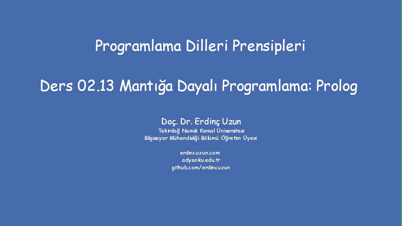 PDP 02.13 Mantığa Dayalı Programlama: Prolog