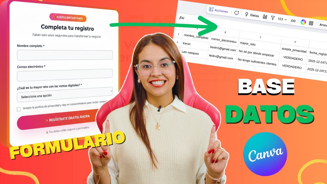 CÓMO crear LANDING PAGE y FORMULARIOS con CANVA IA + BASE DE DATOS sin CÓDIGO