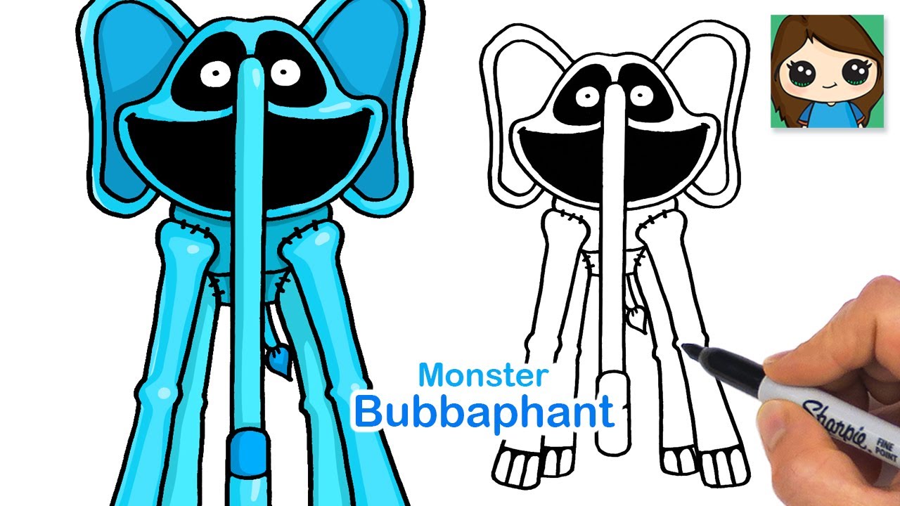 How to Draw Monster Bubba Bubbaphant Elephant | Poppy Playtime