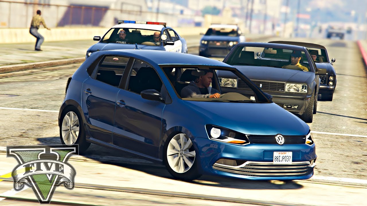 FUGA DA POLICIA COM VOLKSWAGEN POLO - GRAND THEFT AUTO V - GTA V MODS