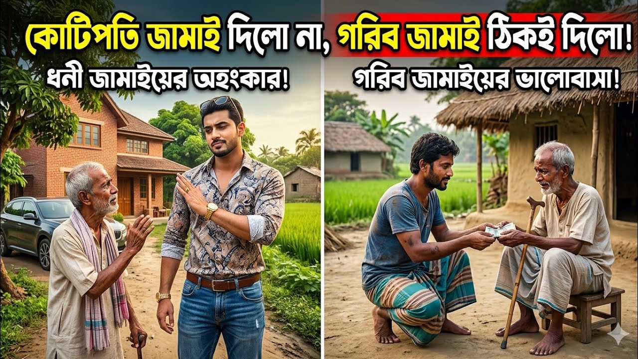 কোটি পতি মেয়ের জামাইরা শশুর কে টাকা দিতে না পারলে ও গ্রামের গবির কৃষক জাইমা ঠিকই শশুর কে টাকা দিলো! 