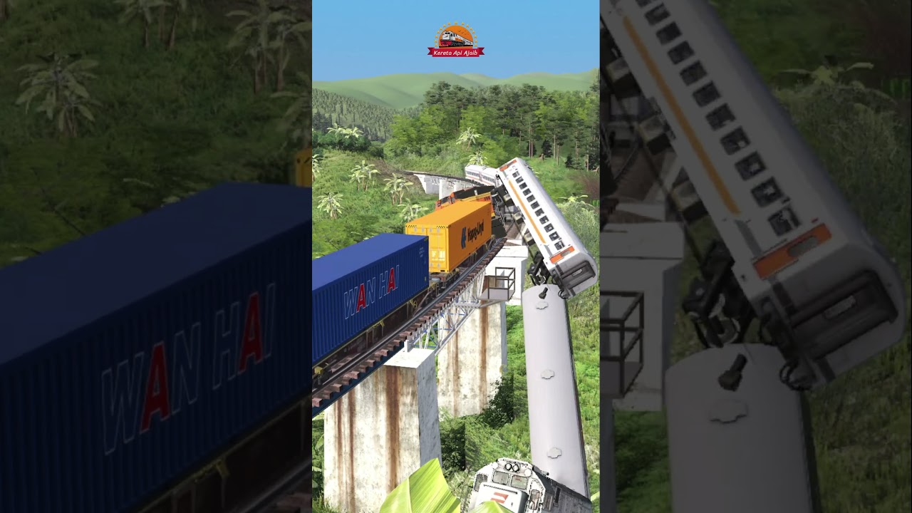 Kereta api CC201 VS kereta kargo amerika tabrakan dan anjlok #train #railroad
