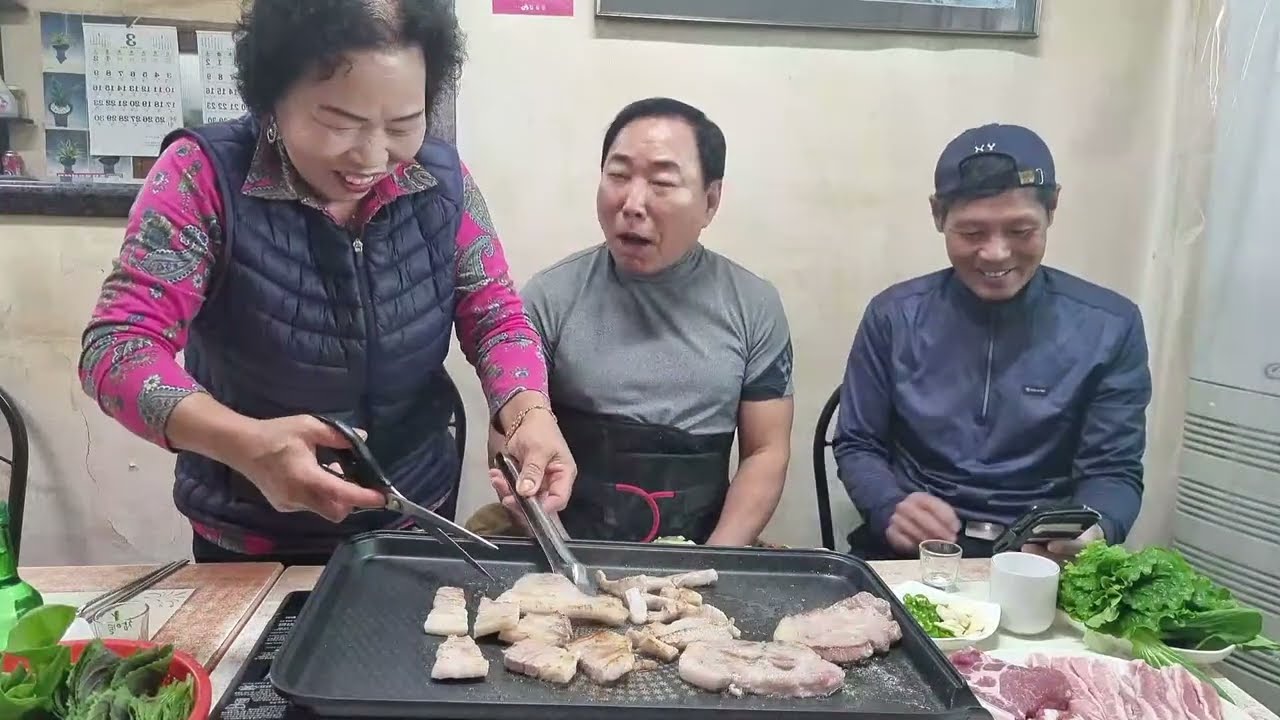 장이장님 퇴원기념 돼지괴기 구워 먹어유~