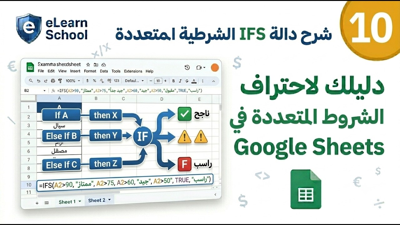 Google Sheets Intermediate 010 IFS Function شرح دالة المتعدد الشروط