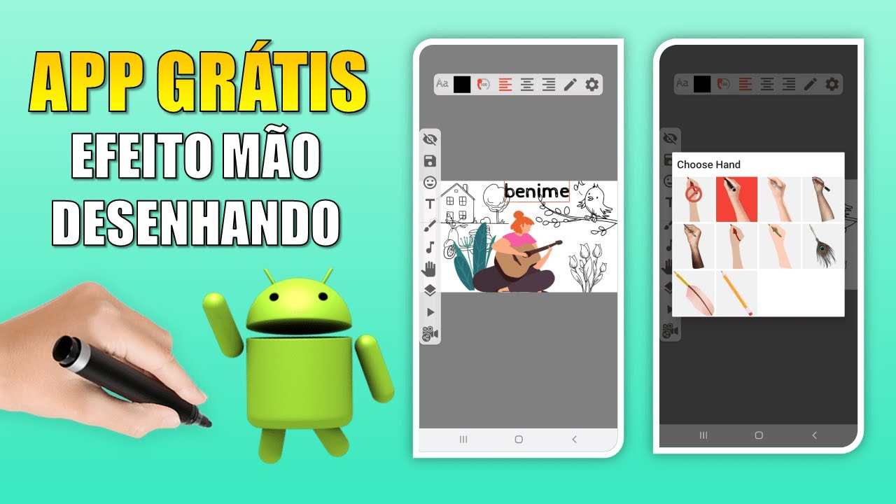 BENIME - Criar Vídeos Animados pelo Celular (Android) - App Grátis com Efeito Mão Desenhando