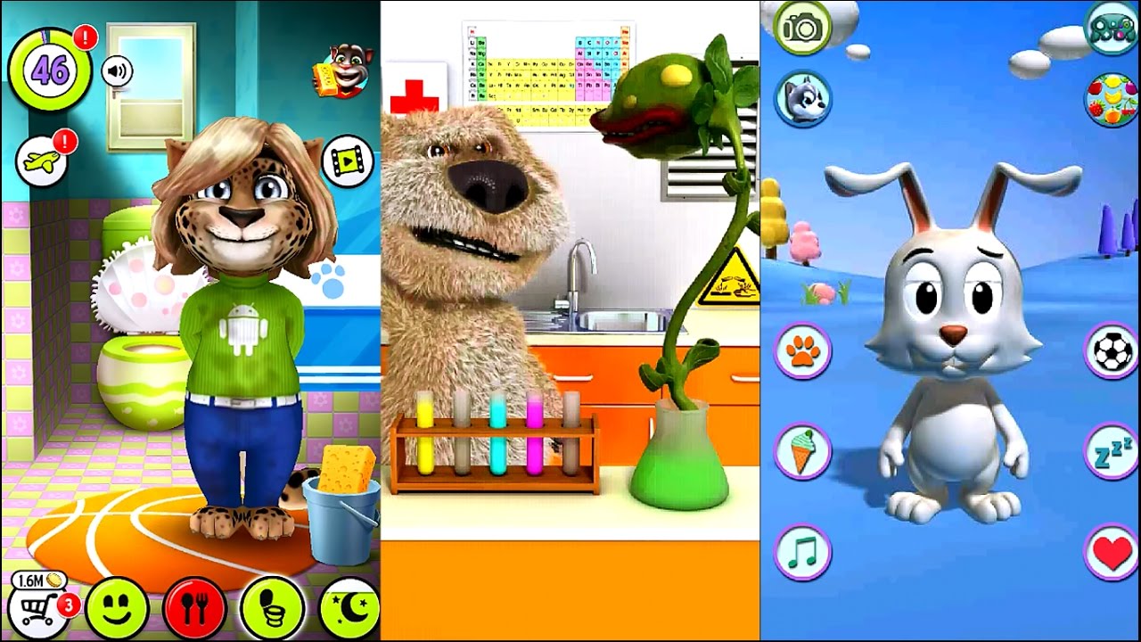 My Talking Tom Vs Talking Ben Vs Talking Rabbit Gameplay iPad iOS HD
