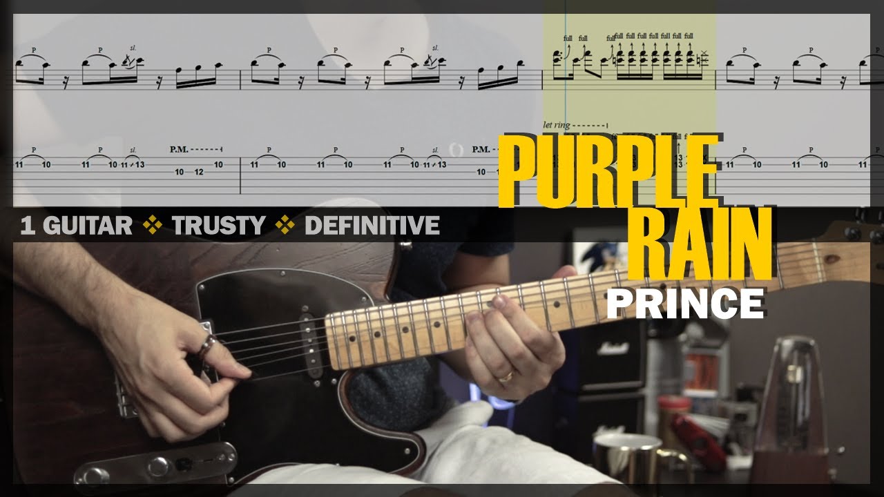 Purple Rain | Guitar Cover Tab | Guitar Solo Lesson | Backing Track with Vocals 🎸 PRINCE