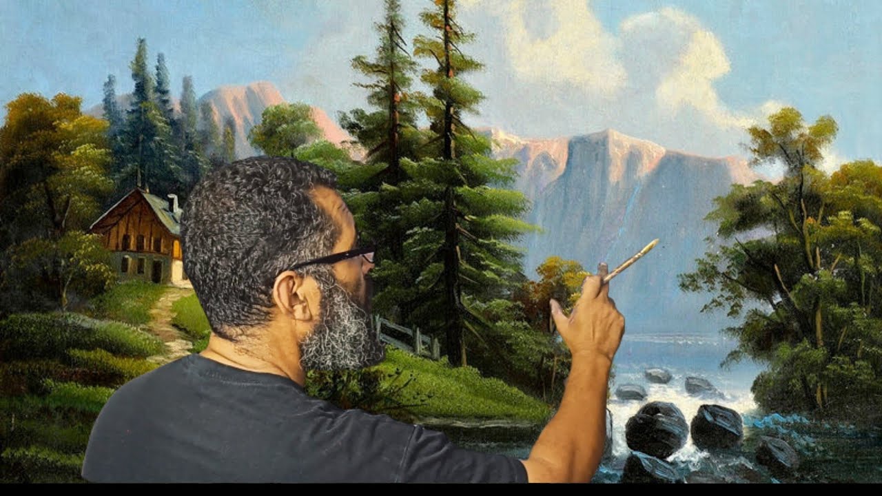 تعلم رسم المنظر الطبيعي بألوان الأكريليك مع الشرح بالتفصيل