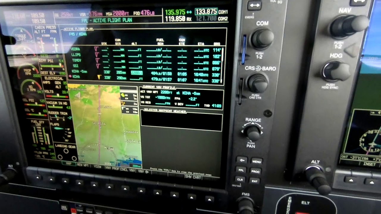 Vertical Navigation in The  G1000 Piper Meridian
