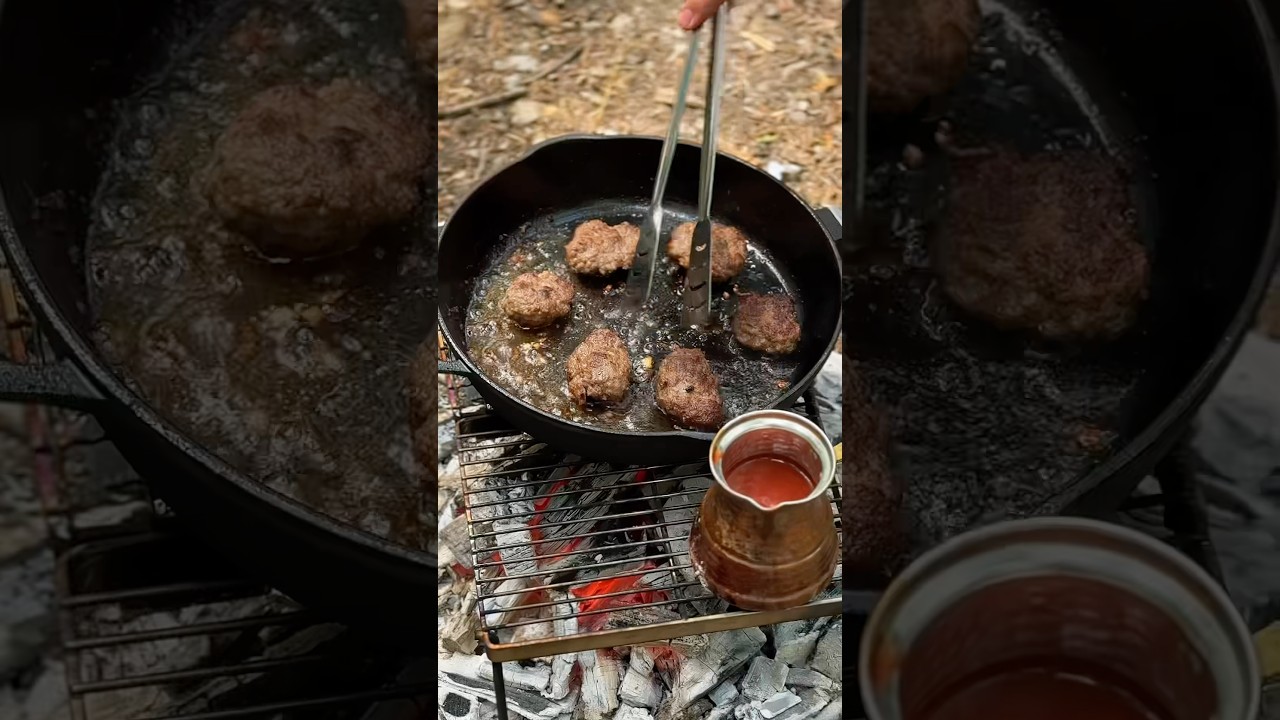 [ASMR] Campfire Balaban K&ouml;fte | Satisfying Outdoor Cooking Sounds