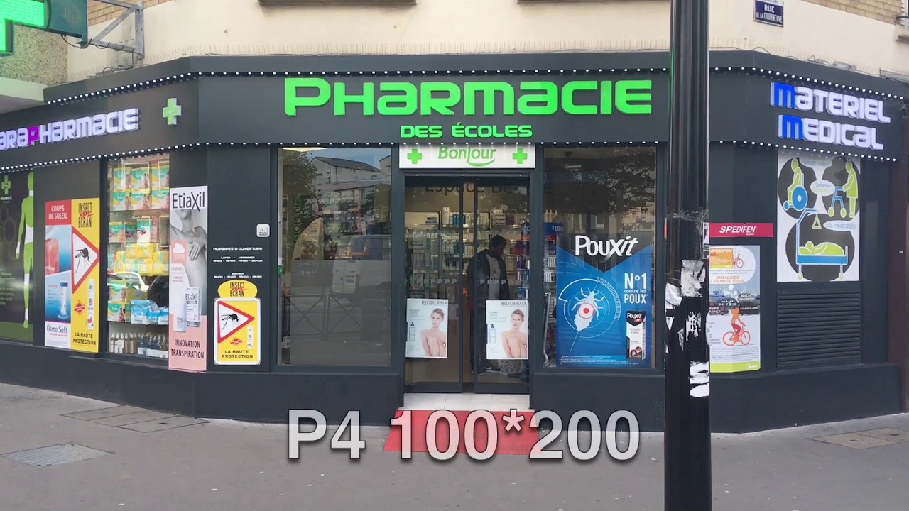 &Eacute;cran G&eacute;ant Led P4 mm de vitrine TOTEM LED haute luminosit&eacute; de pharmacie 2
