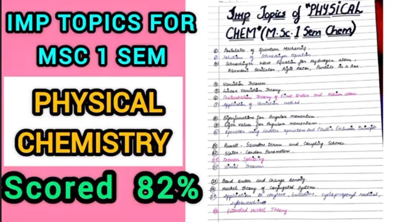 Important Topics of PHYSICAL CHEMISTRY MSc 1 Sem || Scored 82% @Chemistry Champss
