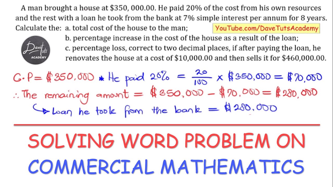 Word Problem in Simple Interest, Profit and Loss - 2019 GCE WAEC PC2 Past Question #10