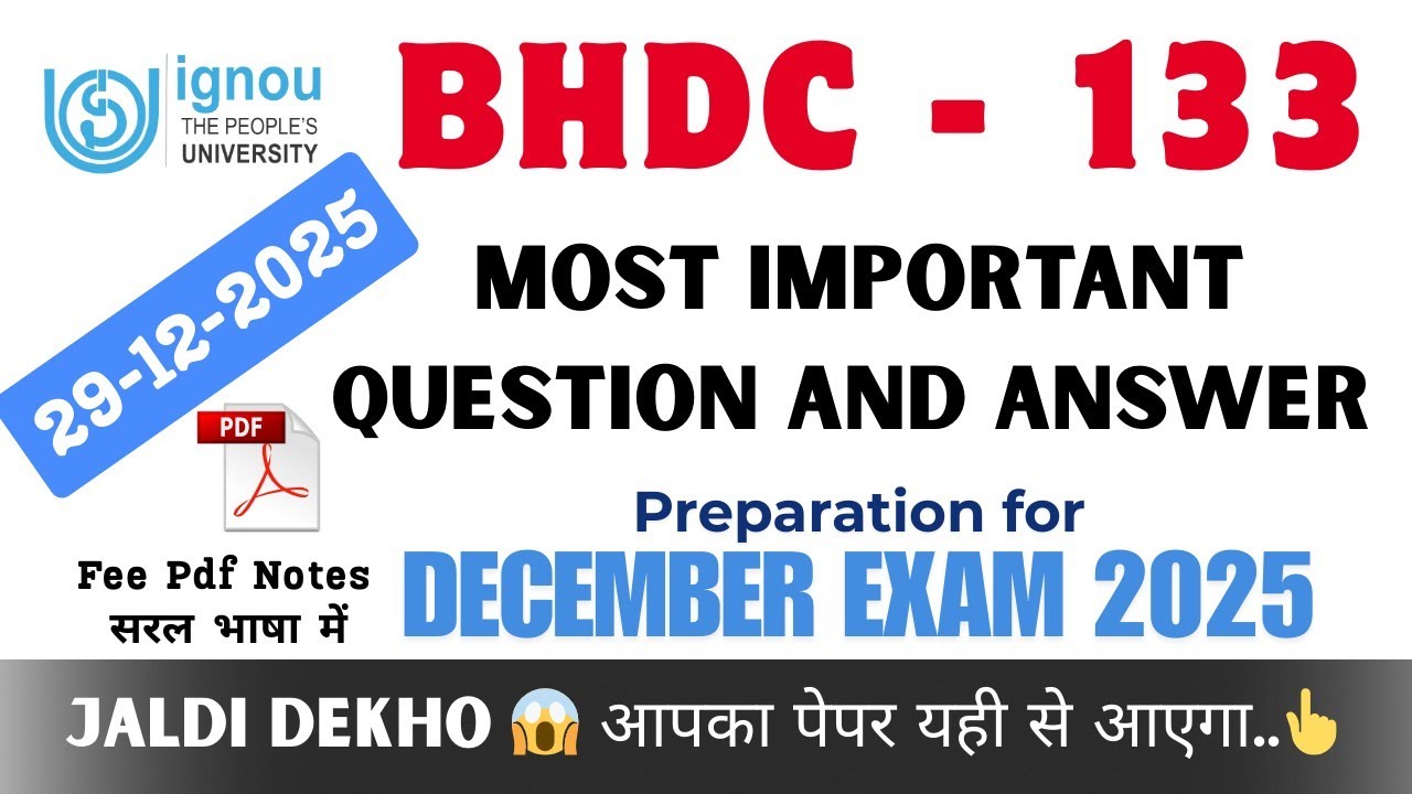 BHDC 133 | आधुनिक हिन्दी कविता | Bhdc 133 Most Important Question and Answer | Ignou Exam 2025-26