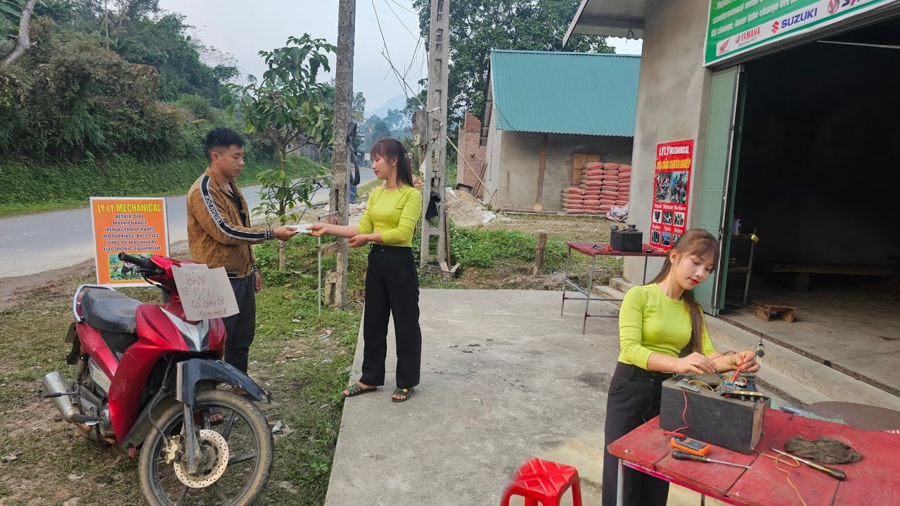 Talented girl: repairs old motorbikes, sells them to customers, and makes a small profit.