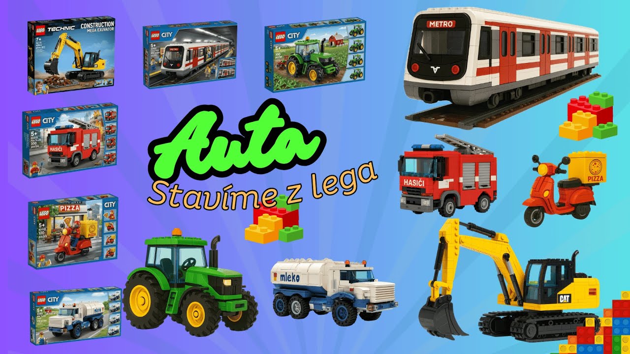 Auta, stroje a dopravn&iacute; prostředky 🚗✈️🚜 | H&aacute;dej a uč se! Stav&iacute;me z lega
