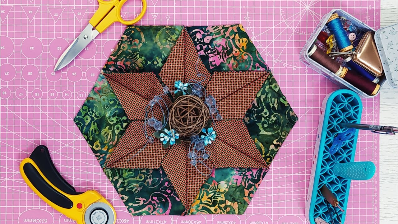 Patchwork tutorial: how draw hexagon without ruler 🥰to sew beautiful table topper