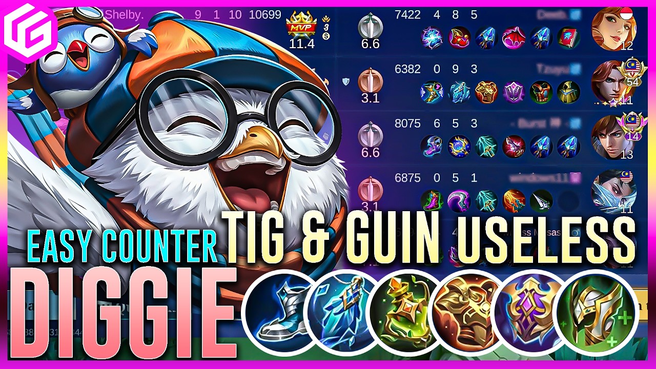 They Picked Tigreal Guinevere GS… I Picked DIGGIE 😎 | MLBB Diggie Akai Lolita Immortal Gameplays