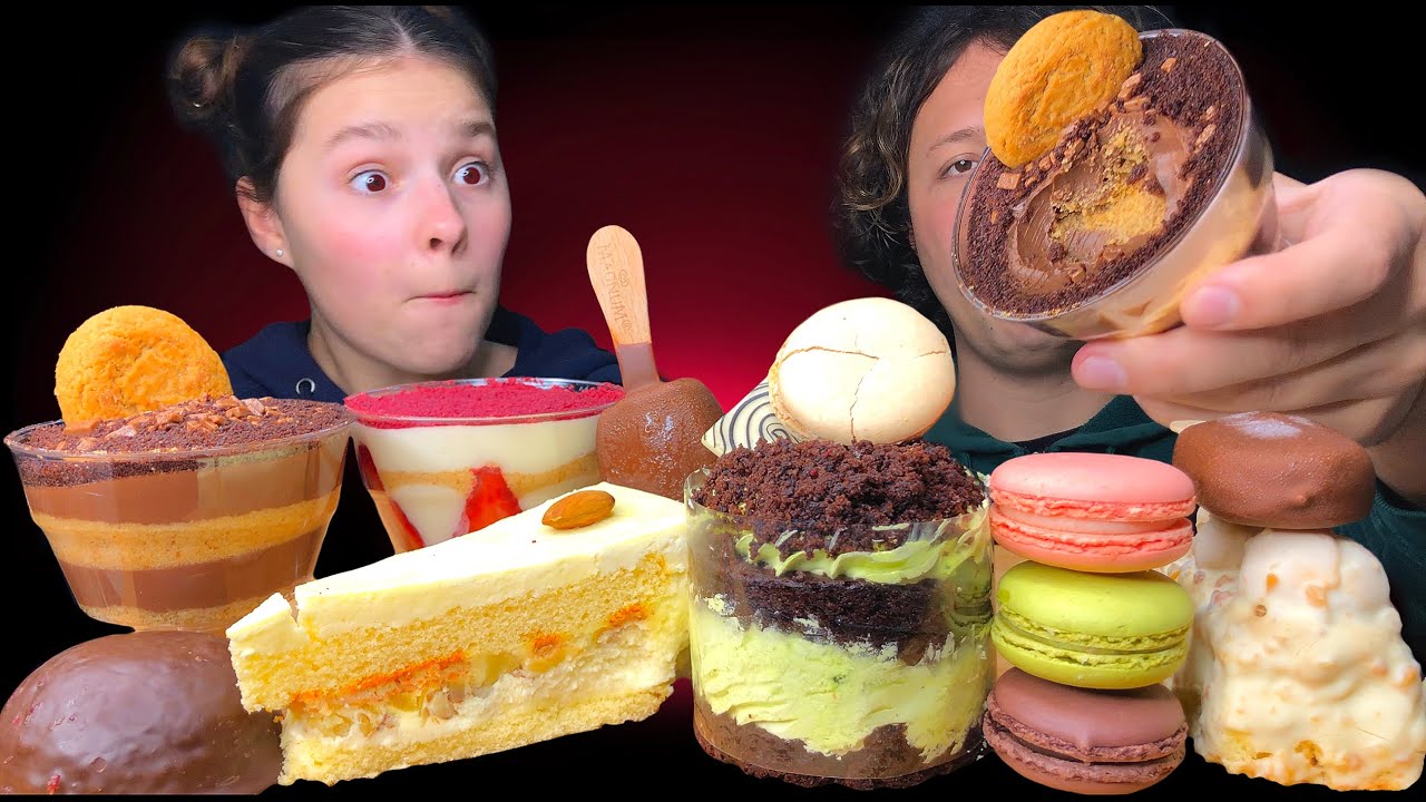 ASMR Chocolate Mousse Cake, Cheesecake, Macaron, Magnum Ice Cream Eating Sounds Mukbang Tati ASMR